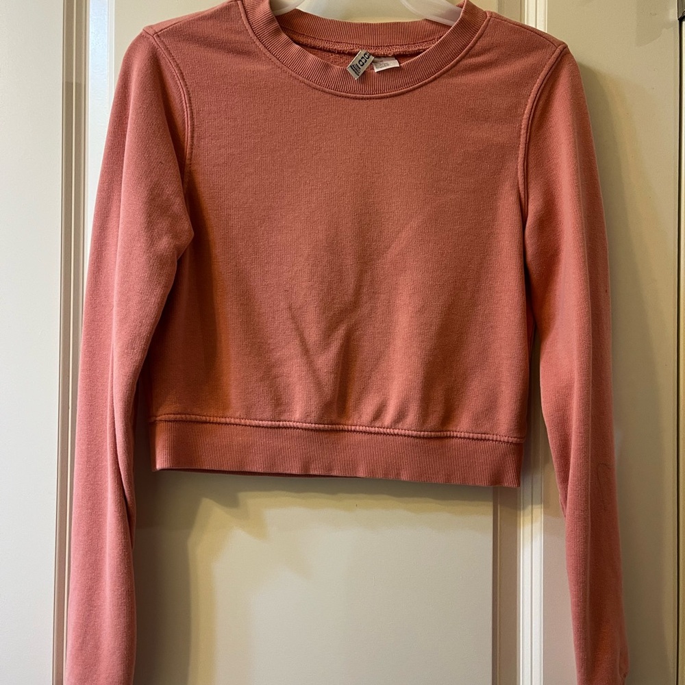 H & M Women's Pink Cropped Long Sleeve Top